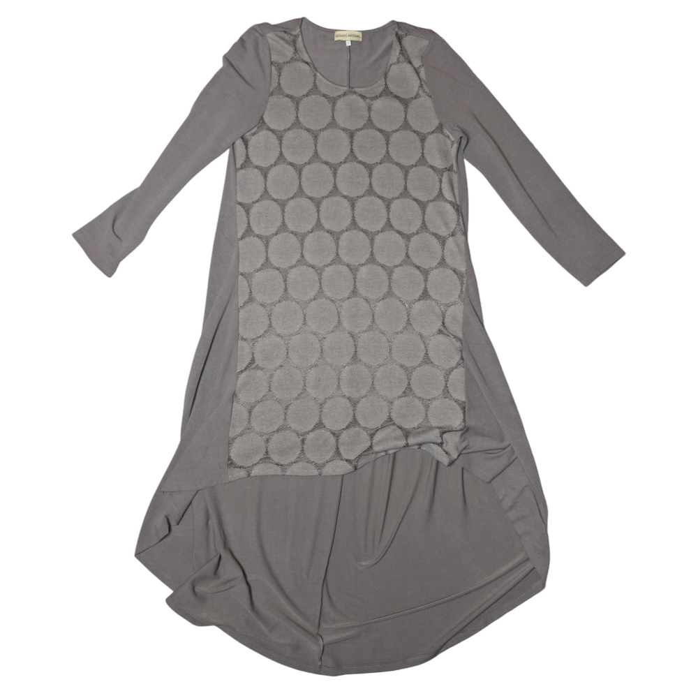 Grande Madame Women Oversized Small Taupe Long Sleeve Flowy High Low Knit Dress‎